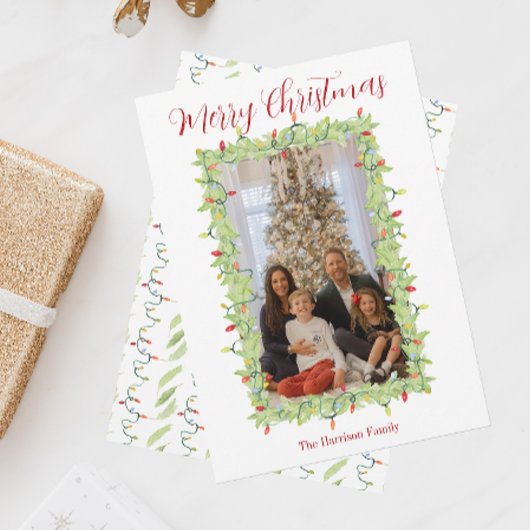 水彩クリスマスライトガーランド シーズンカード