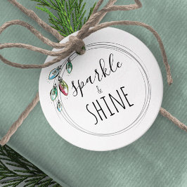 水彩クリスマスライトギフトラベル フェイバータグ