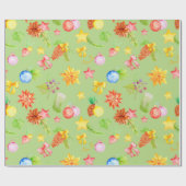 水彩クリスマスラッピング紙グリーン ラッピングペーパー (フラット)