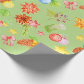 水彩クリスマスラッピング紙グリーン ラッピングペーパー (角)