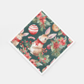 水彩クリスマスラビッツ赤金ゴールドフローラ スタンダードランチョンナプキン (角)