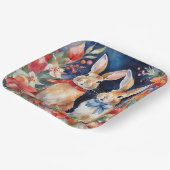 水彩クリスマスラビッツ赤金ゴールドフローラ ペーパープレート (傾斜あり)