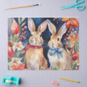 水彩クリスマスラビッツ赤金ゴールドフローラ 薄葉紙 (クラフト)