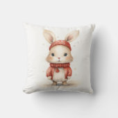 水彩クリスマスラビット クッション (正面)