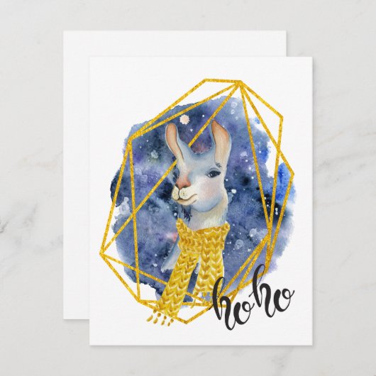 水彩クリスマスラマ – クリスマスカード (正面/裏面)