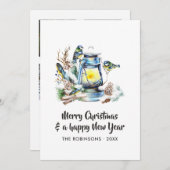 水彩クリスマスランタンファミリーフォトコラージュ シーズンカード (正面/裏面)