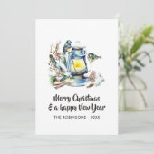 水彩クリスマスランタンファミリーフォトコラージュ シーズンカード (スタンド正面)