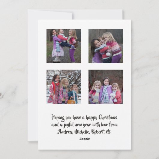 水彩クリスマスランタンファミリーフォトコラージュ シーズンカード (裏面)