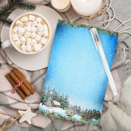 水彩クリスマスランドスケープフォレストキャビン 便箋