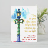 水彩クリスマスランプのポストフォト背面 箔シーズンカード (立ち正面)