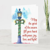 水彩クリスマスランプのポスト写真の内側 シーズンカード (正面)