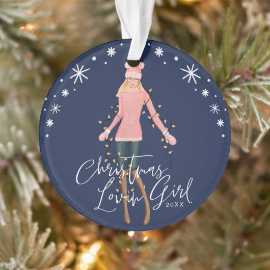 水彩クリスマスラヴィンの包まれた少女が光る オーナメント (ツリー)