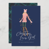 水彩クリスマスラヴィンの包まれた少女が光る シーズンカード (正面/裏面)