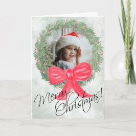 水彩クリスマスリースかわいい写真立て シーズンカード