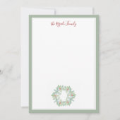 水彩クリスマスリースのグリーティングカード ノートカード (正面)