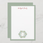 水彩クリスマスリースのグリーティングカード ノートカード (正面/裏面)