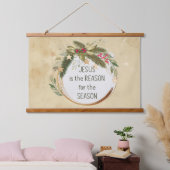 水彩クリスマスリースイエズス理由シーズン 吊り下げ型タペストリー (寝室)