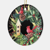 水彩クリスマスリースセラミックオーナメント セラミックオーナメント (左)