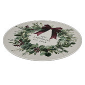 水彩クリスマスリースパーソナライズされた名 カッティングボード (角)