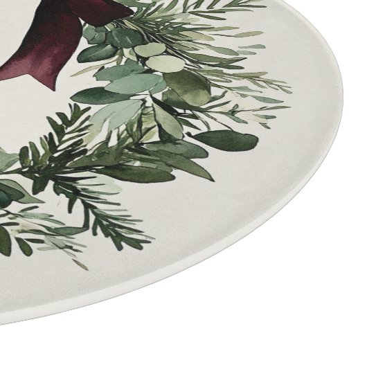 水彩クリスマスリースパーソナライズされた名 カッティングボード (角)