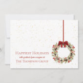 水彩クリスマスリースビジネスホリデー カード (正面)