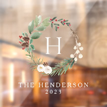 水彩クリスマスリースファミリーモノグラム