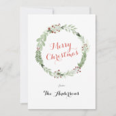 水彩クリスマスリースフォトホリデーカード シーズンカード (正面)