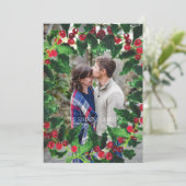 水彩クリスマスリースメリーと明るい写真 シーズンカード (スタンド正面)