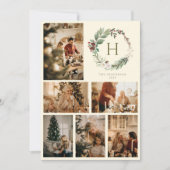 水彩クリスマスリースモノグラムフォトコラージュ シーズンカード (正面)