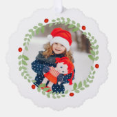 水彩クリスマスリース写真 オーナメントカード (正面)