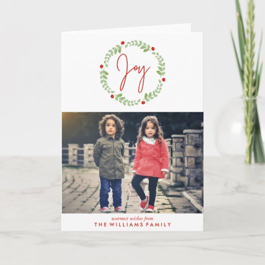 水彩クリスマスリース写真 シーズンカード (正面)