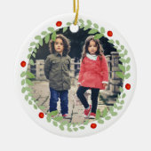 水彩クリスマスリース写真 セラミックオーナメント (正面)