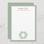 水彩クリスマスリース引っ越し祝いパーティーギフト ノートカード (正面/裏面)