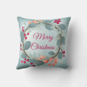 水彩クリスマスリース素朴モダン クッション (裏面)