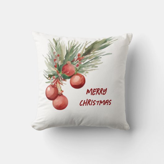 水彩クリスマスリース クッション (正面)
