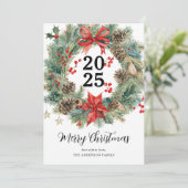 水彩クリスマスリース シーズンカード (スタンド正面)