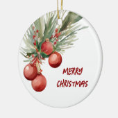水彩クリスマスリース セラミックオーナメント (左)