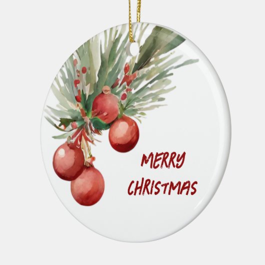 水彩クリスマスリース セラミックオーナメント (左)