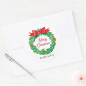 水彩クリスマスリース パーソナライズされた スクエアシール (封筒)