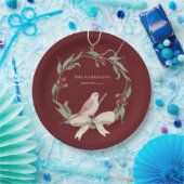 水彩クリスマスリース パーソナライズされた ペーパープレート (パーティー)