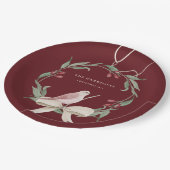 水彩クリスマスリース パーソナライズされた ペーパープレート (アングル)