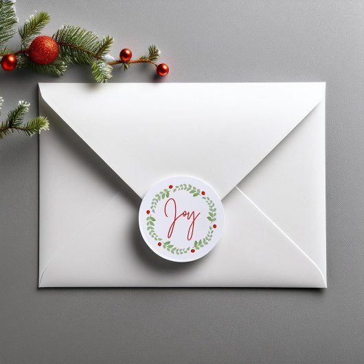 水彩クリスマスリース ラウンドシール