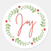 水彩クリスマスリース ラウンドシール (正面)