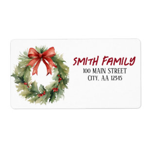 水彩クリスマスリース ラベル