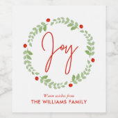 水彩クリスマスリース ワインラベル (シングルラベル)