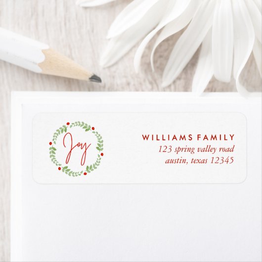 水彩クリスマスリース"喜び" ラベル (インサイチュ)