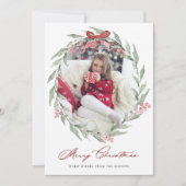 水彩クリスマスリーフリース写真 シーズンカード (正面)