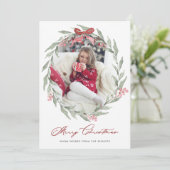 水彩クリスマスリーフリース写真 シーズンカード (スタンド正面)