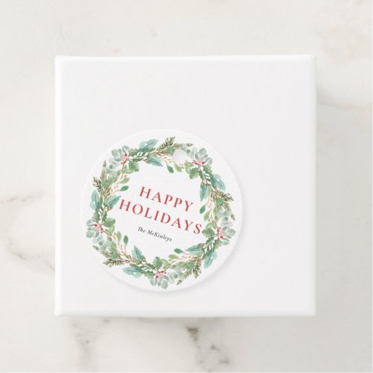 水彩クリスマスリーフ&ホリーリース フェイバータグ (インサイチュ)