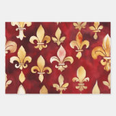 水彩クリスマスレッド金ゴールドフローラ ラッピングペーパーシート (正面3)